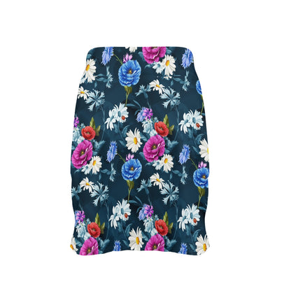 Floral Blue Themed Print 17" Golf & Pickleball Skort with Pockets