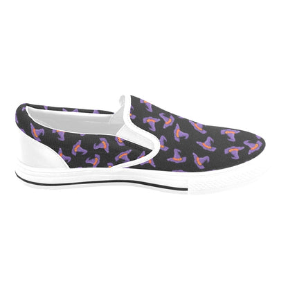 Witch Hat Print Design LKS304 White Slip Ons Canvas Women's Shoes