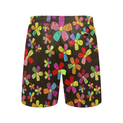 Flower Power Colorful Print Pattern Men's Swim Trunks Beach Shorts