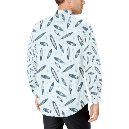 Surfboard Print Design LKS306 Men's Long Sleeve Dress Shirt