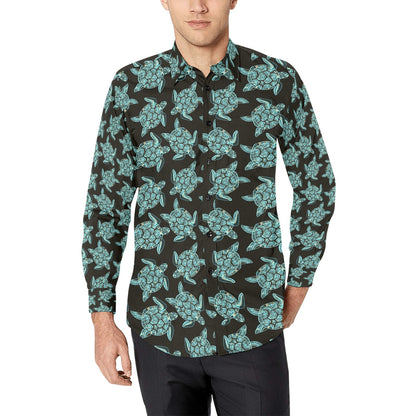 Sea Turtle Print Design LKS302 Men's Long Sleeve Dress Shirt