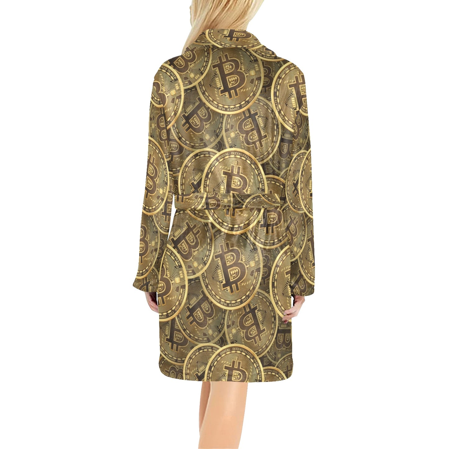 Bitcoin Pattern Print Design DO01 Women's Fleece Robe