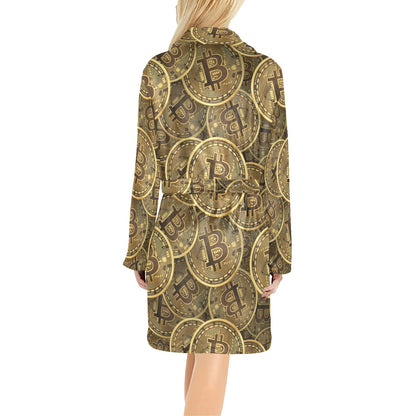 Bitcoin Pattern Print Design DO01 Women's Fleece Robe