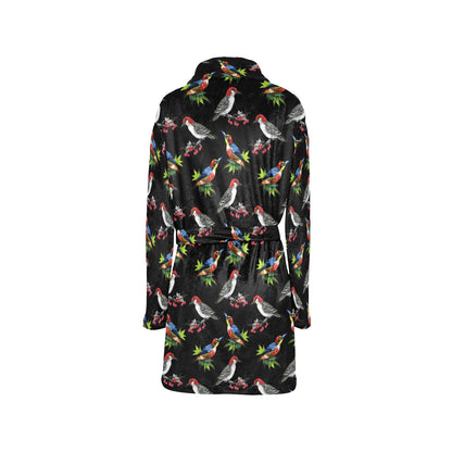 Birds Pattern Print Design 06 Women's Fleece Robe