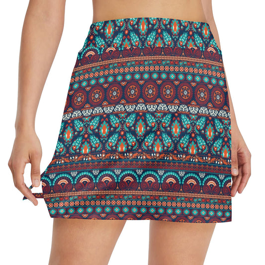 Suzani Print Design LKS302 17" Golf & Pickleball Skort with Pockets