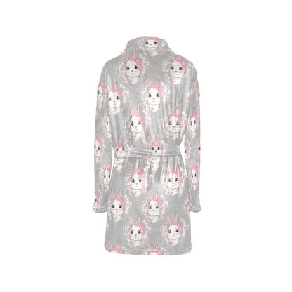 Rabbit Pattern Print Design RB07 Women's Fleece Robe