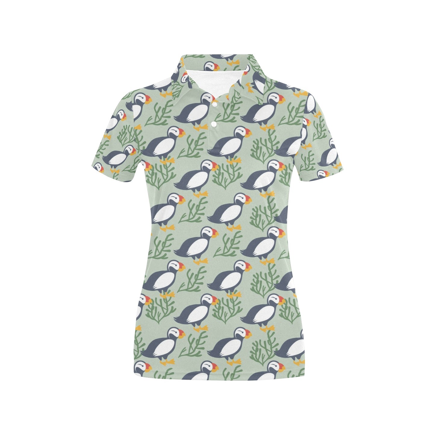 Puffin Pattern Print Design A04 Women's Polo Shirt