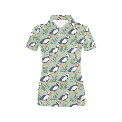 Puffin Pattern Print Design A04 Women's Polo Shirt