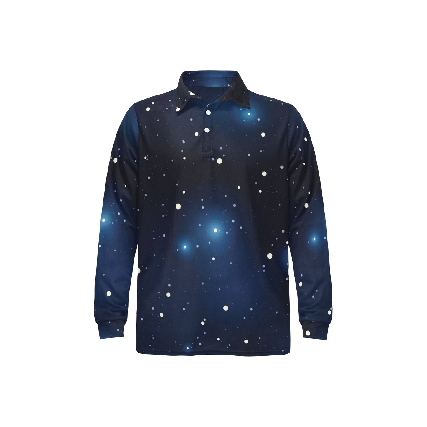Night sky Pattern Print Design A02 Long Sleeve Polo Shirt For Men's