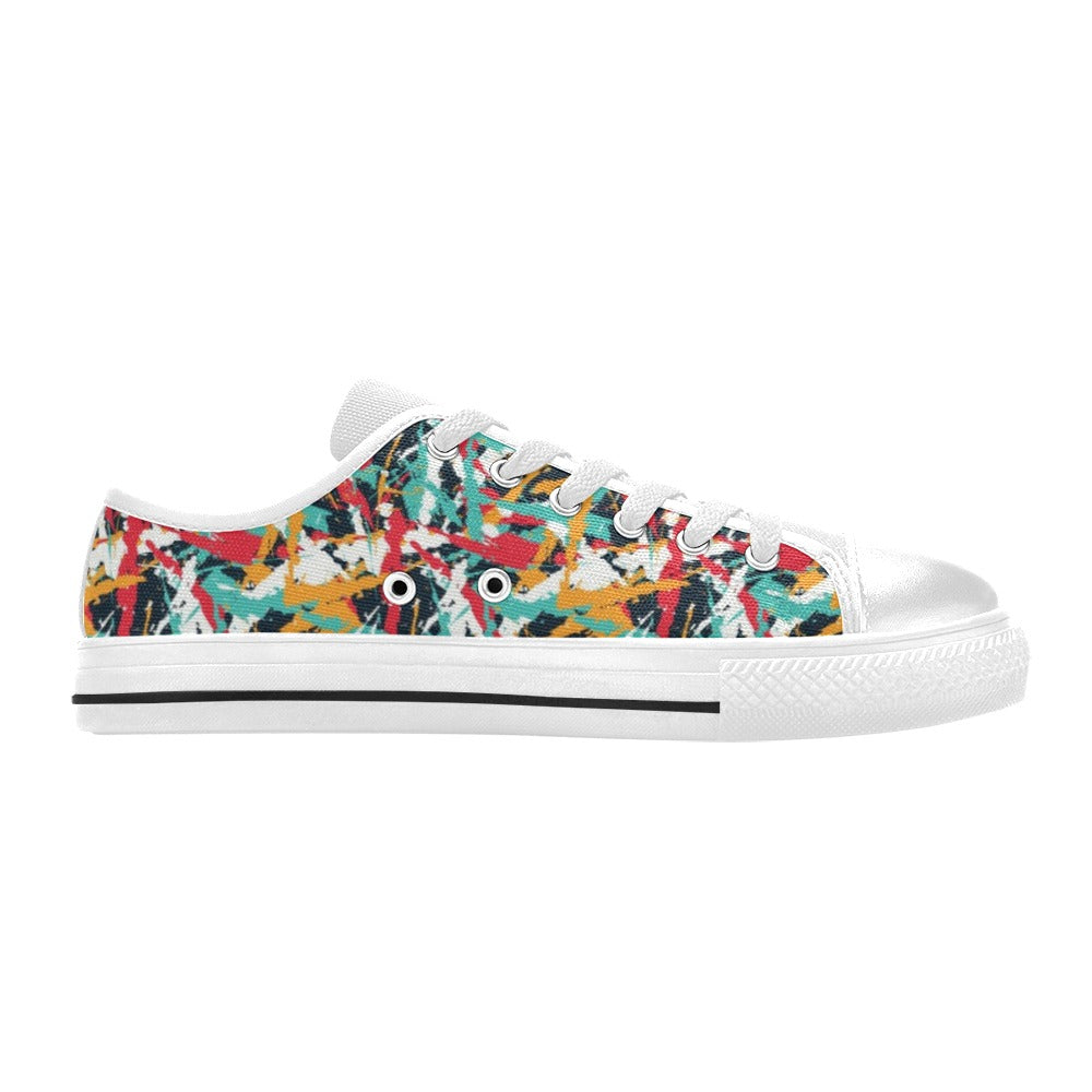 Splatter Print Design LKS304 Women's White Low Top Shoes