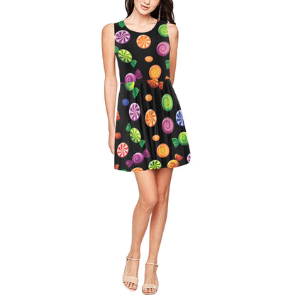 Candy Pattern Print Design 01 Sleeveless Dress
