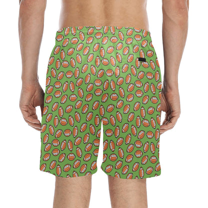 American Football on Green Design Men's Swim Trunks Beach Shorts