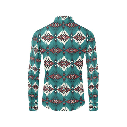 Southwest Pattern Print Design LKS308 Men's Long Sleeve Dress Shirt