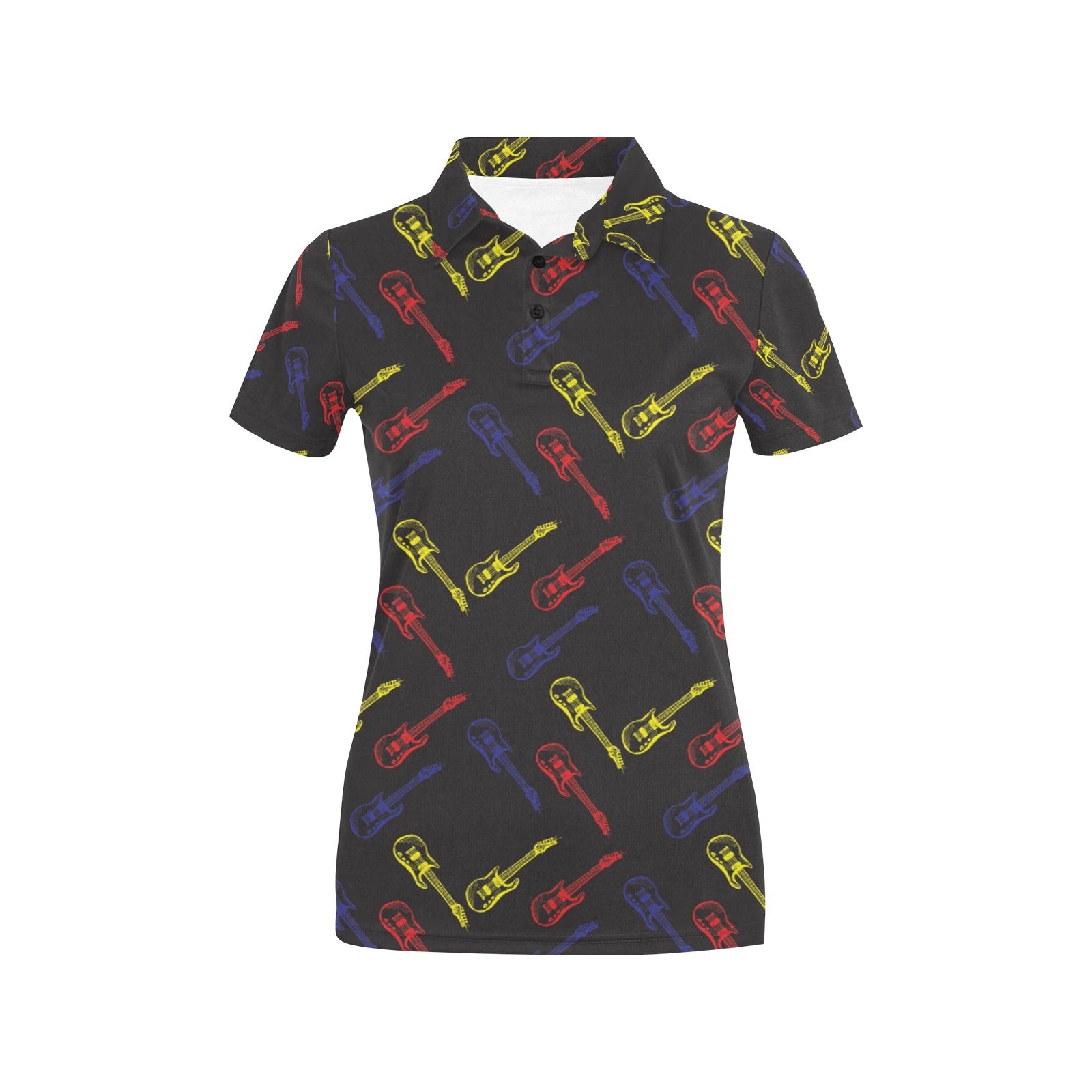 Electric Guitar Pattern Print Design 03 Women's Polo Shirt