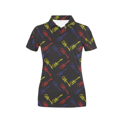 Electric Guitar Pattern Print Design 03 Women's Polo Shirt