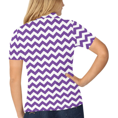 Chevron Purple Pattern Print Design 03 Women's Polo Shirt