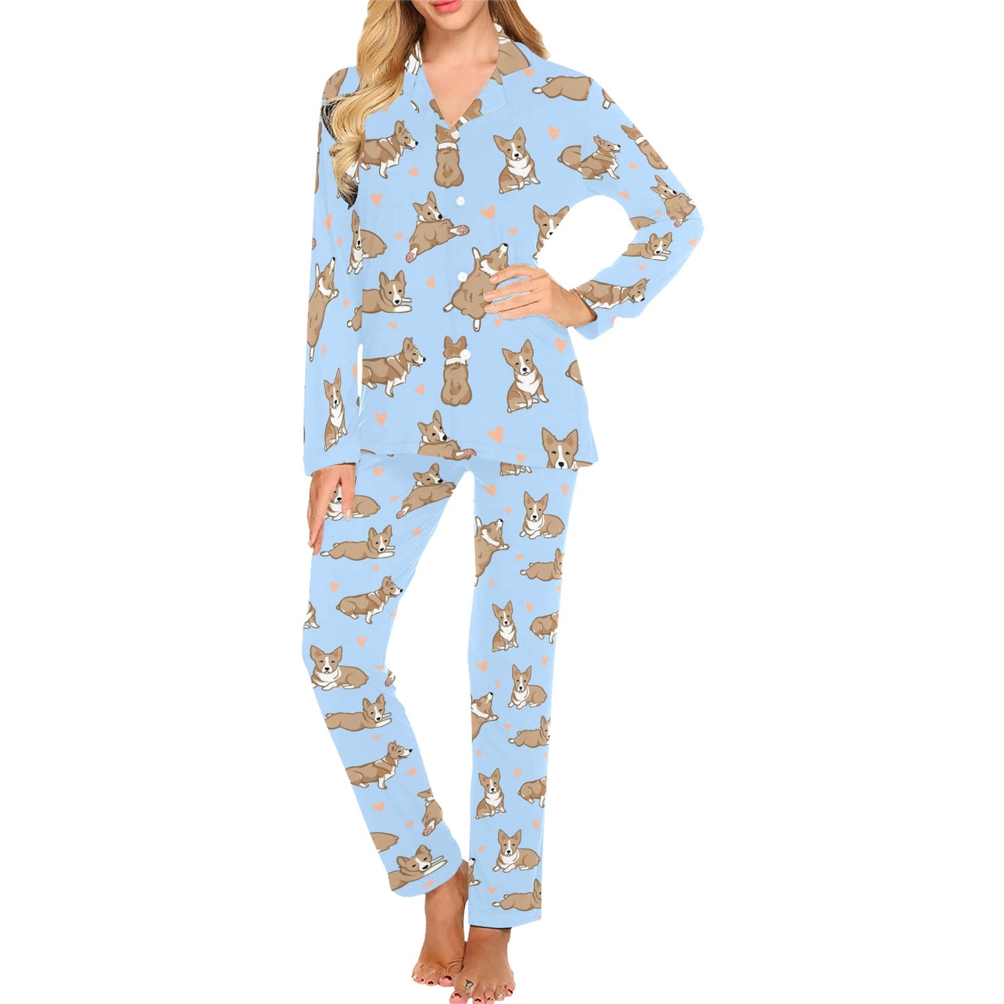 Pembroke Welsh Corgis Pattern Print Design A05 Women's Long Pajama Set