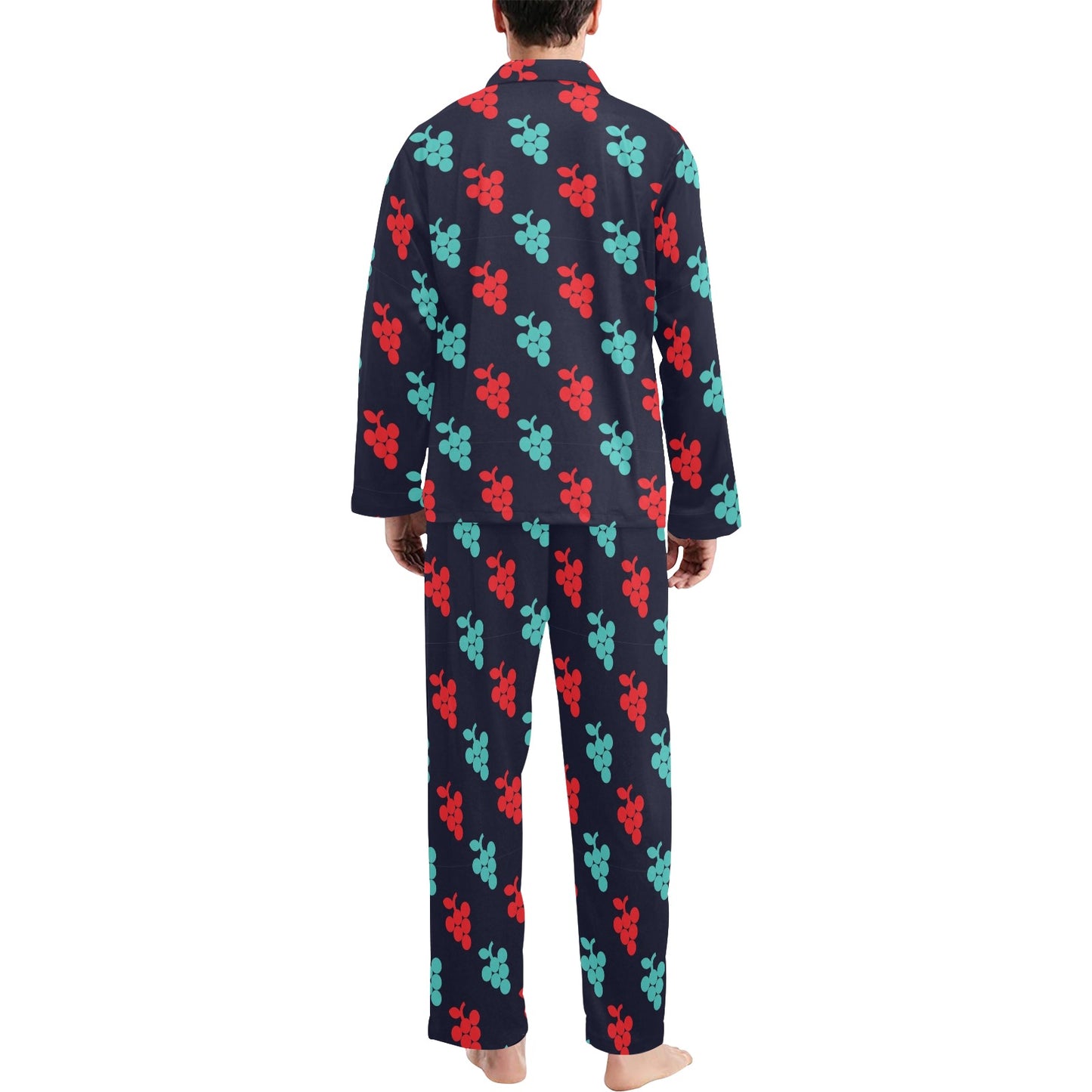 Grape Pattern Print Design GP07 Men's Long Pajama Set