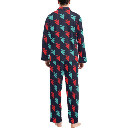 Grape Pattern Print Design GP07 Men's Long Pajama Set