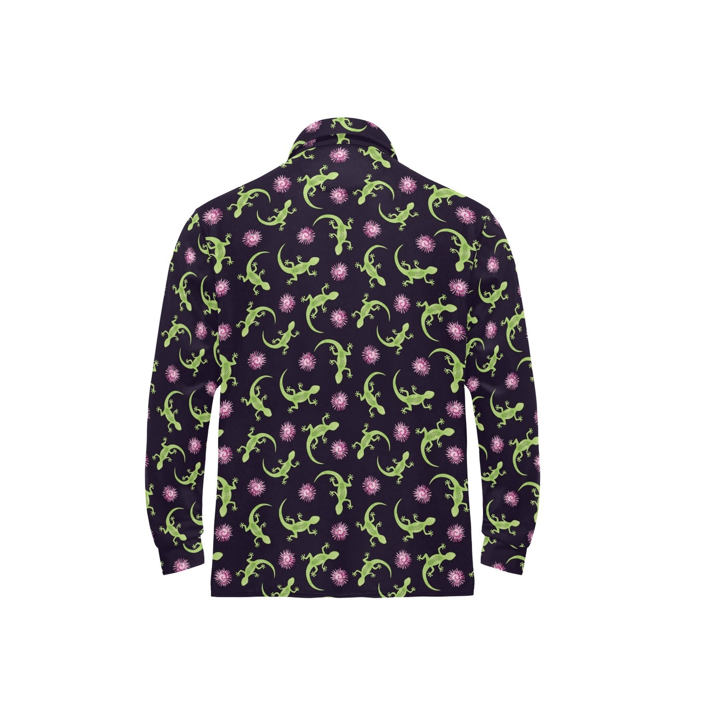 lizard Print Design LKS402 Long Sleeve Polo Shirt For Men's