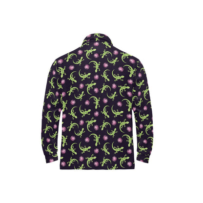 lizard Print Design LKS402 Long Sleeve Polo Shirt For Men's