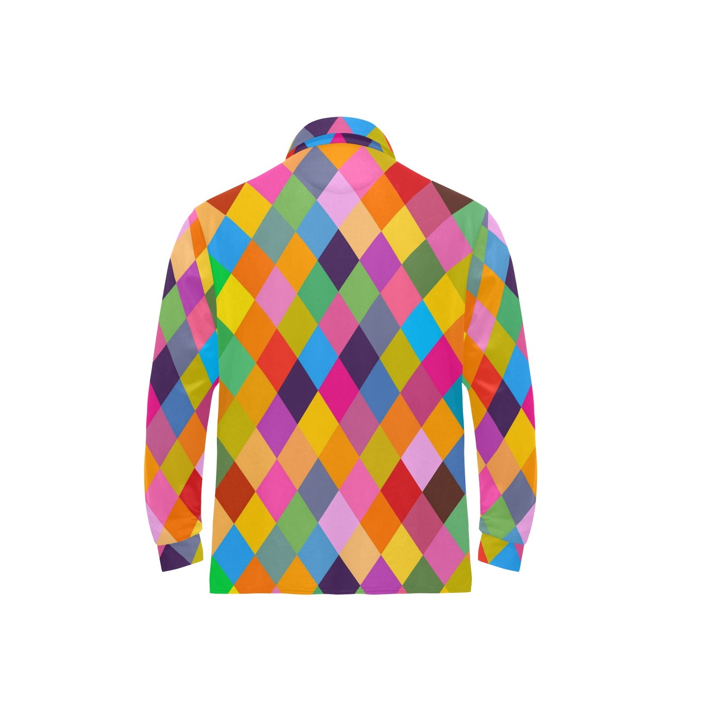 Harlequin Pattern Print Design 02 Long Sleeve Polo Shirt For Men's