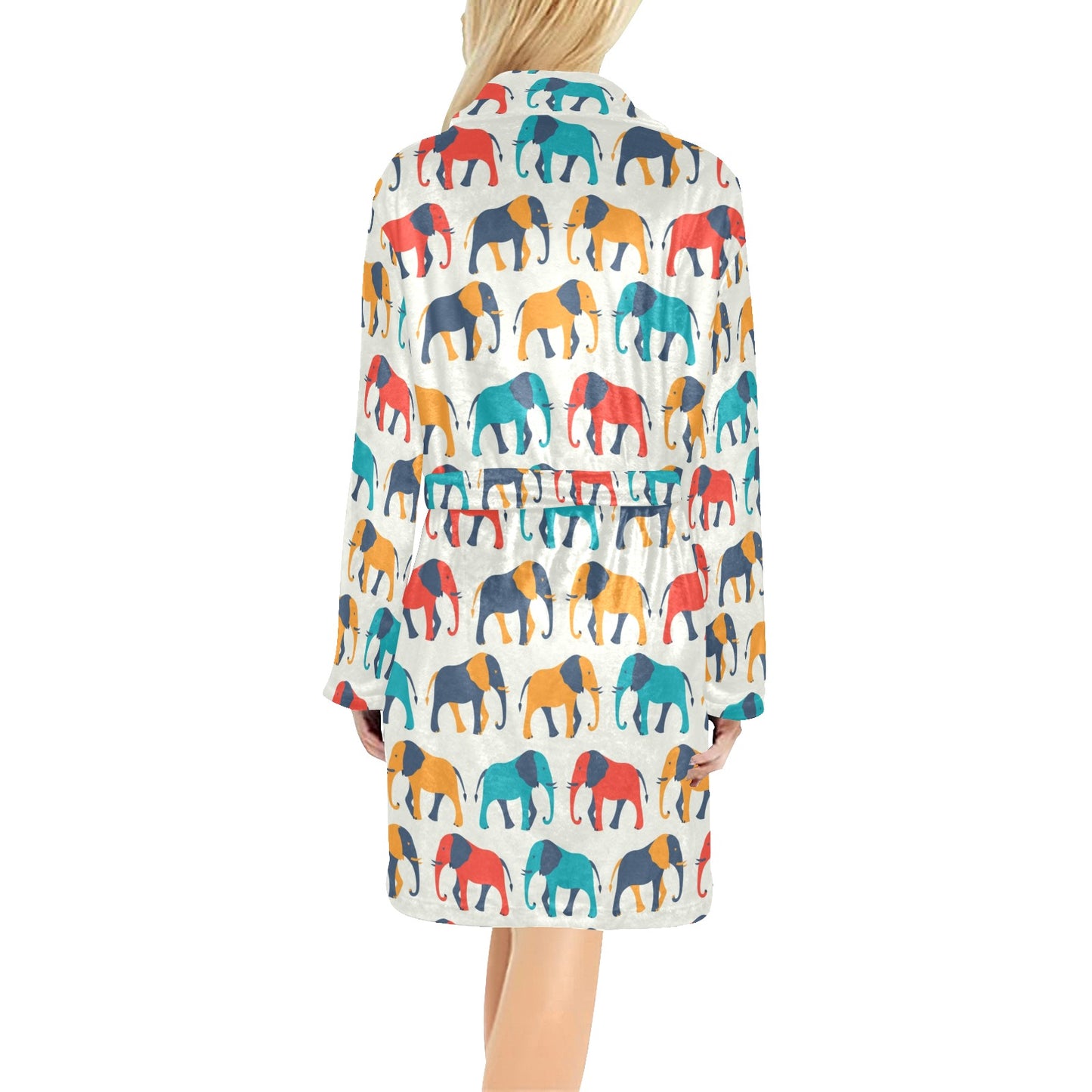 Elephant Colorful Print Pattern Women's Fleece Robe