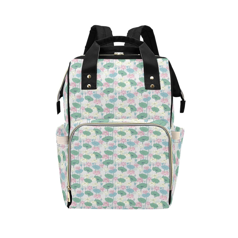 Water Lily Print Design LKS305 Diaper Bag Backpack