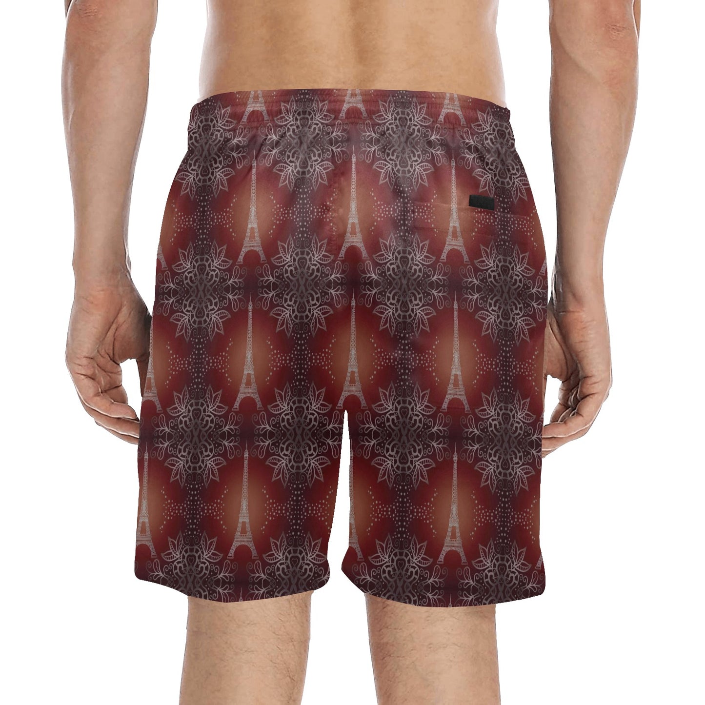 Eiffel Tower Drawing Print Men's Swim Trunks Beach Shorts