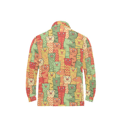 Ferret Pattern Print Design 01 Long Sleeve Polo Shirt For Men's