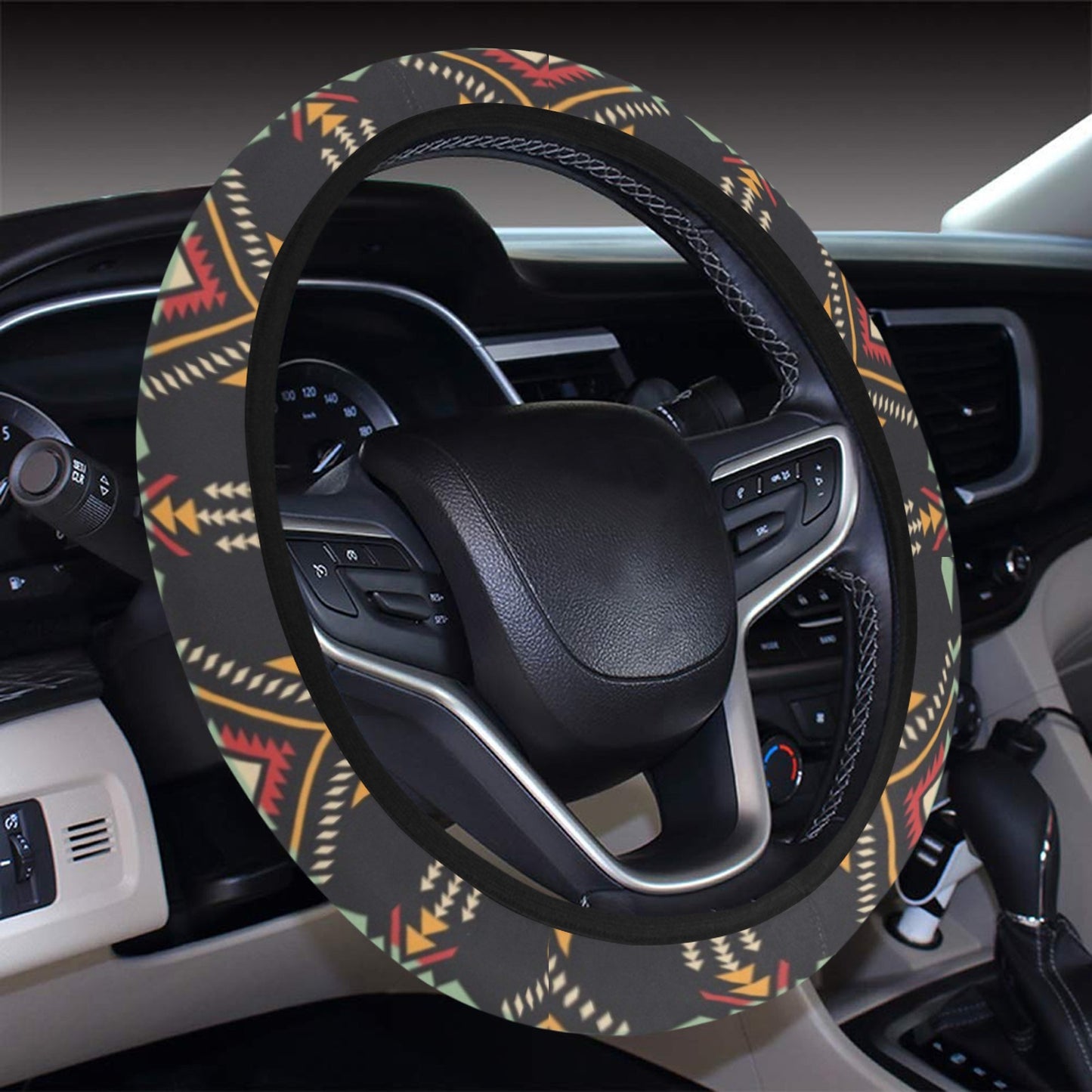 Southwest Pattern Print Design LKS303 Steering Wheel Cover with Elastic Edge