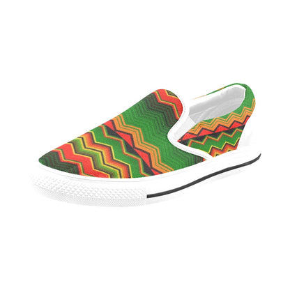 Serape Print Design LKS306 White Slip Ons Canvas Women's Shoes
