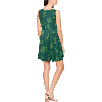 Accounting Financial Pattern Print Design 02 Sleeveless Dress