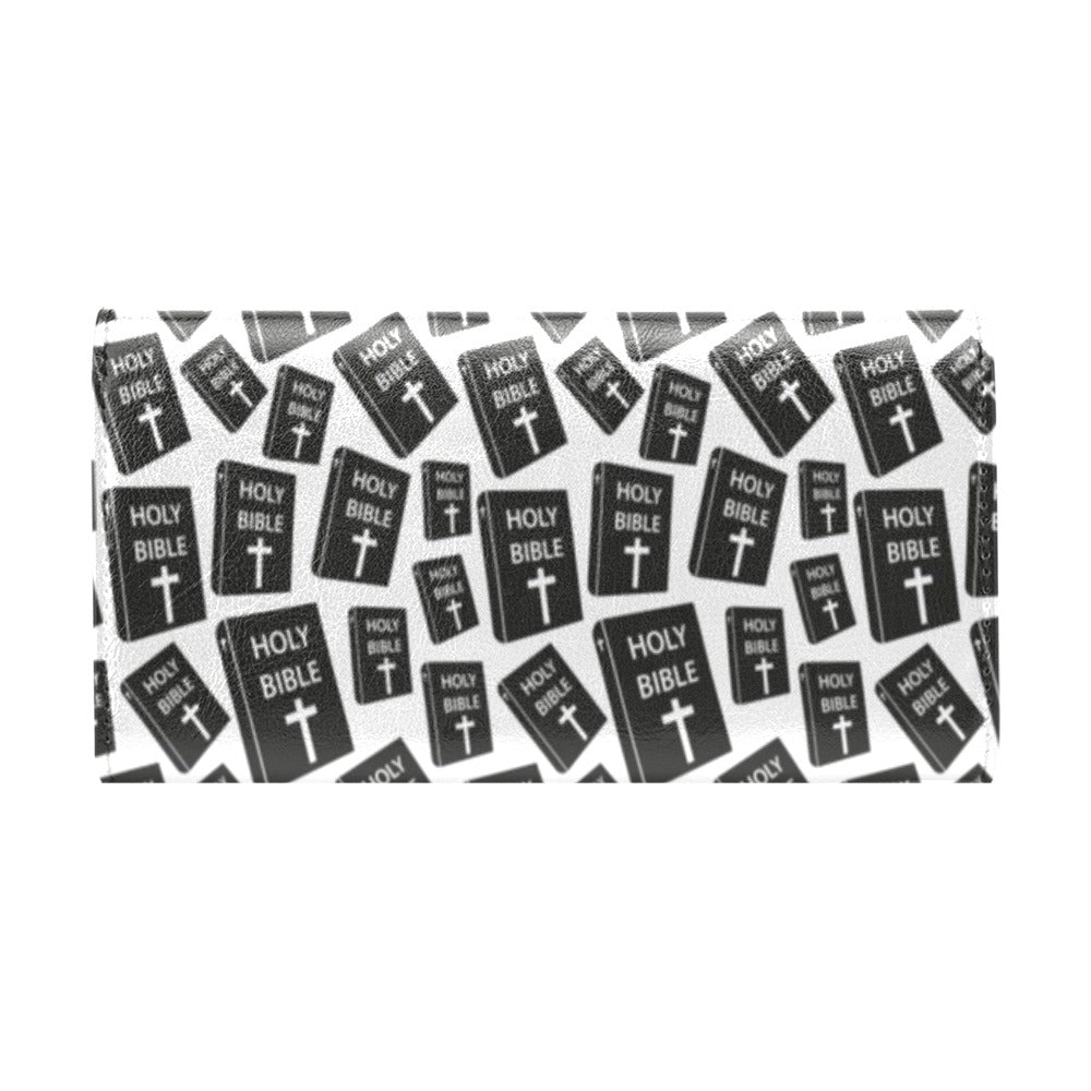 Christian Holy Bible Book Pattern Women's Trifold Wallet