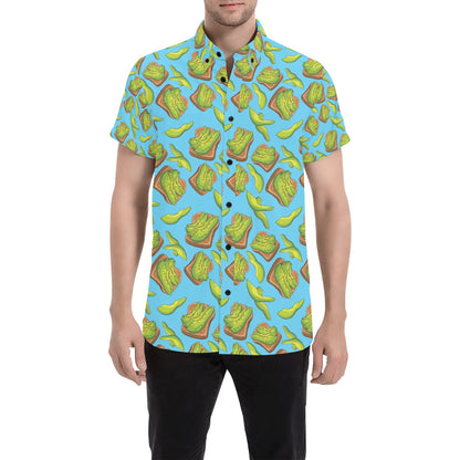 Sandwich Avocado Print Design LKS306 Men Short Sleeve Button Up Shirt