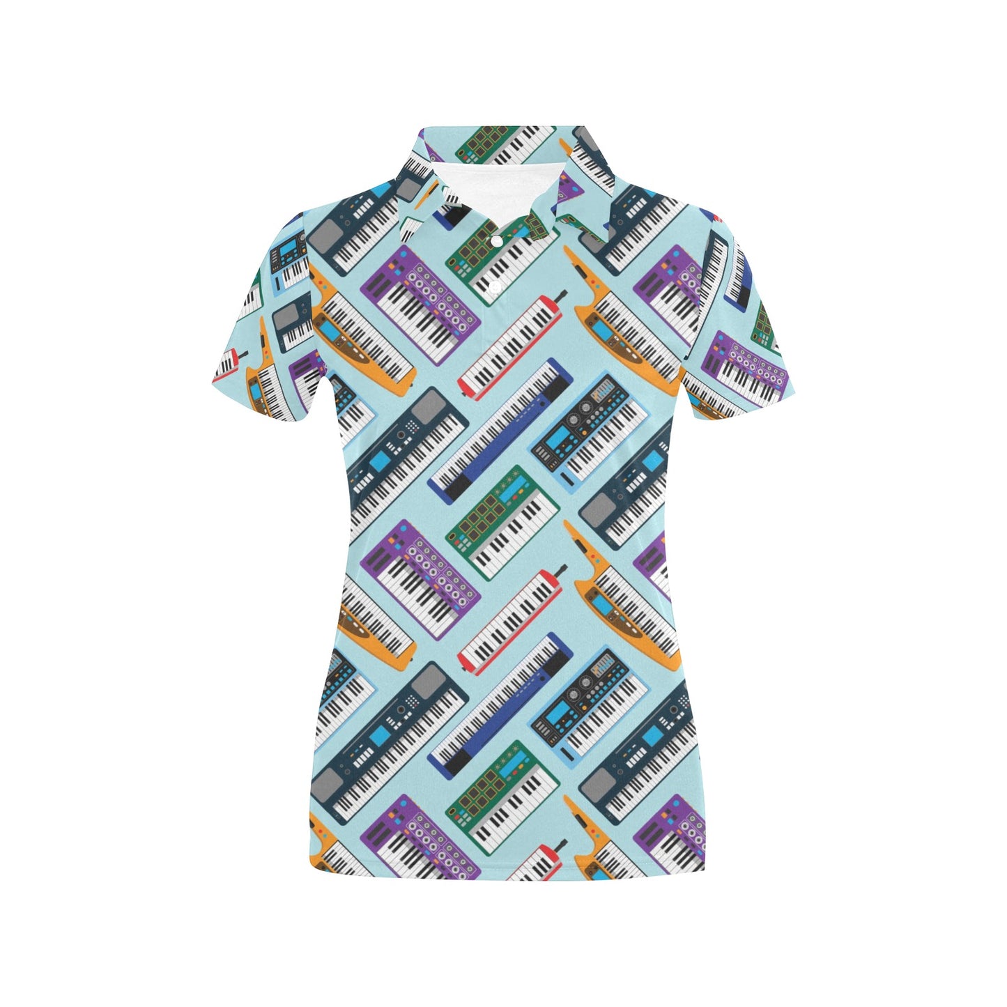 Synthesizer Pattern Print Design 02 Women's Polo Shirt