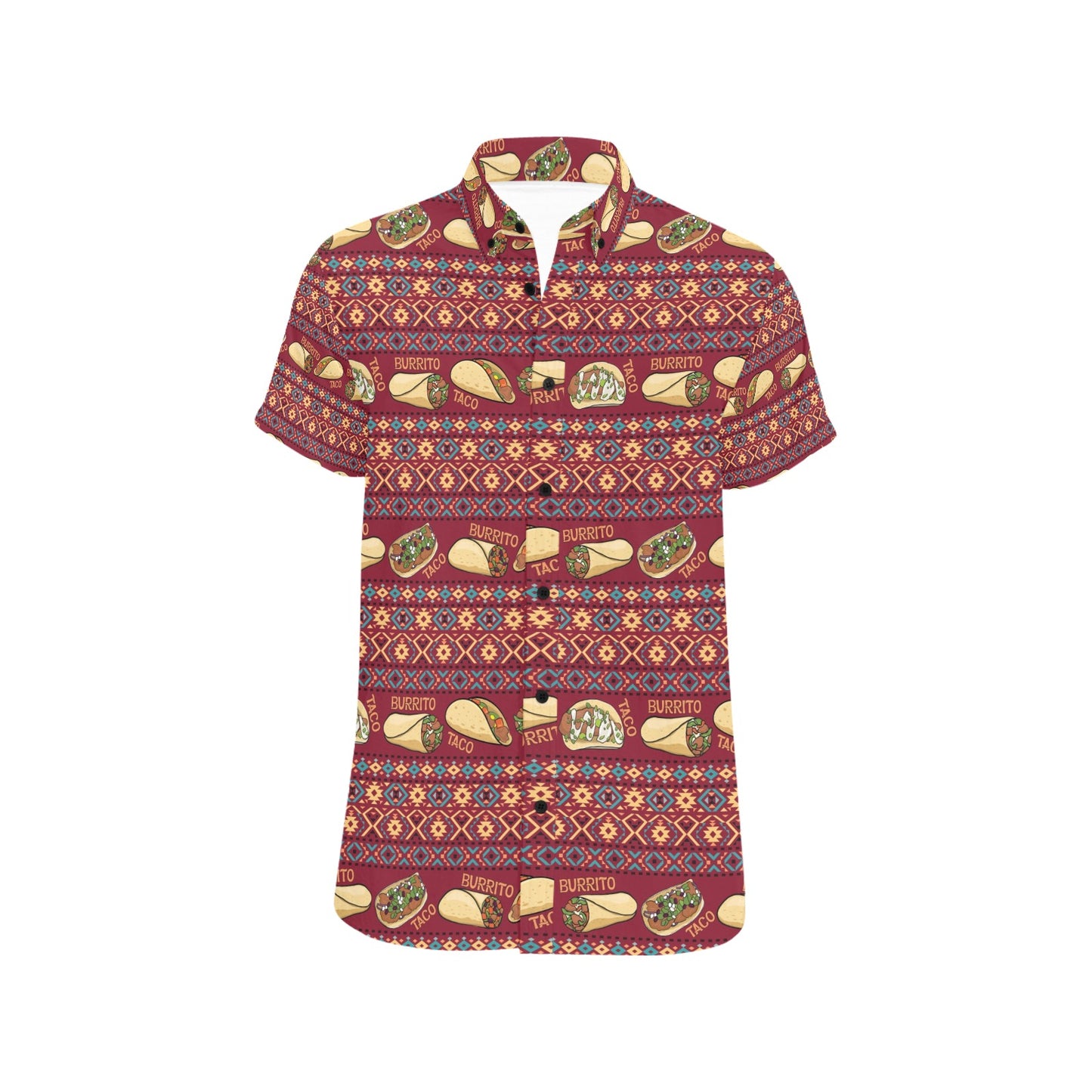 Burrito Taco Print Design LKS302 Men Short Sleeve Button Up Shirt