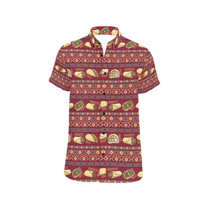 Burrito Taco Print Design LKS302 Men Short Sleeve Button Up Shirt