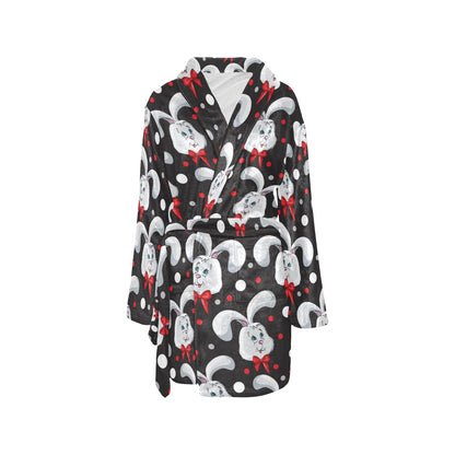 Rabbit Pattern Print Design RB012 Women's Fleece Robe