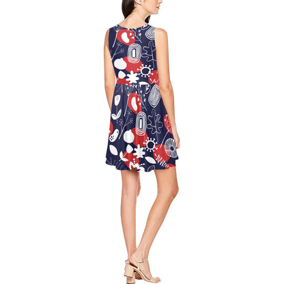 Nordic Pattern Print Design A02 Sleeveless Dress