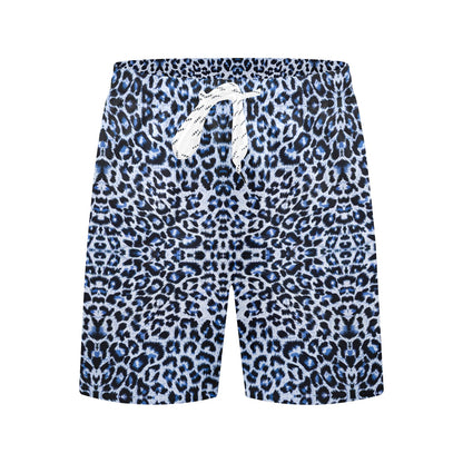 Leopard Blue Skin Print Men's Swim Trunks Beach Shorts