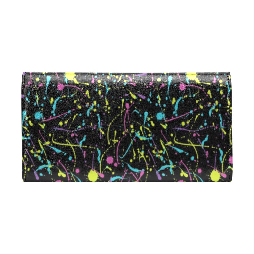 Splatter Multicolor Print Design LKS302 Women's Trifold Wallet