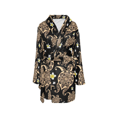 Turtle Polynesian Tribal Hawaiian Women's Fleece Robe