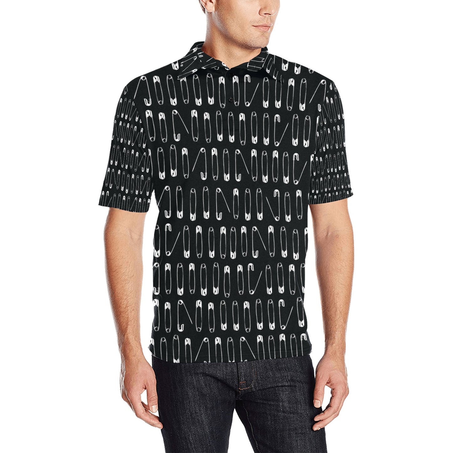 Safety Pin Print Design LKS302 Men Polo Shirt