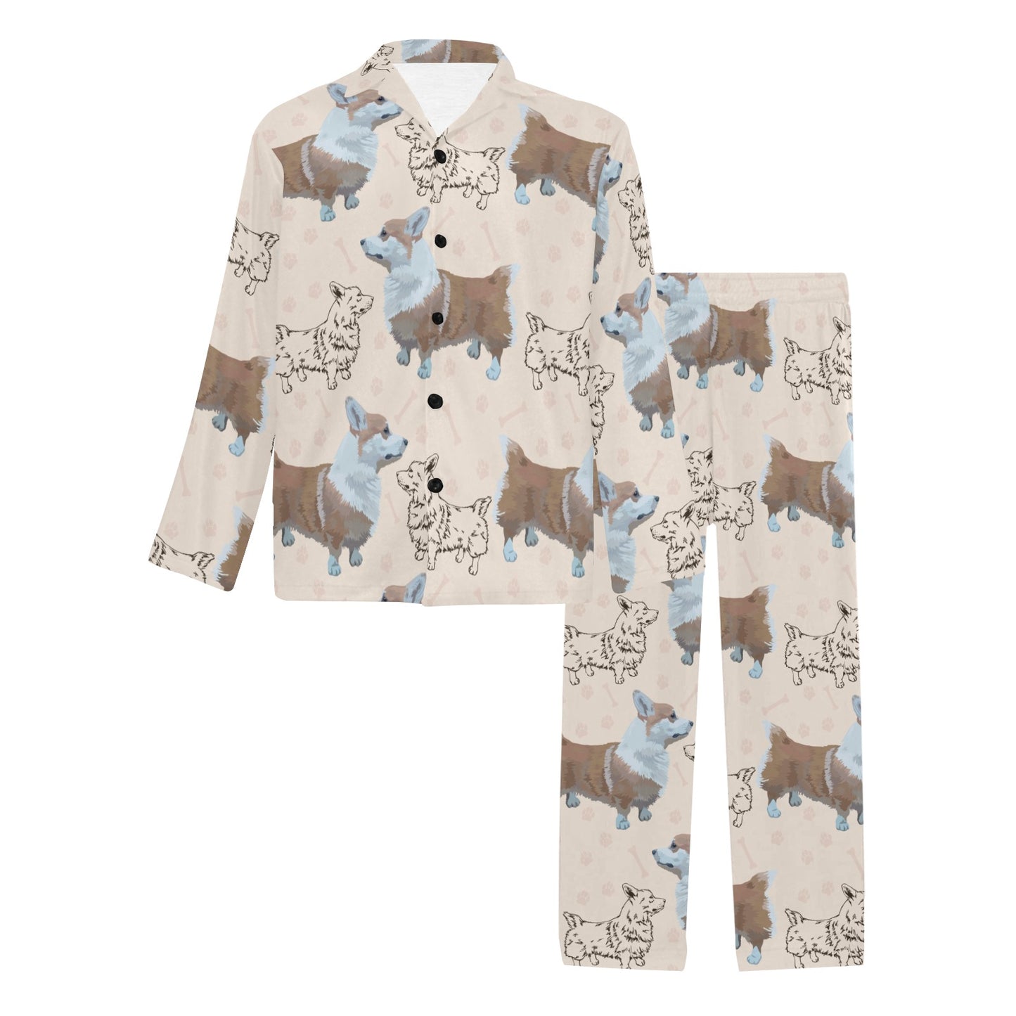 Pembroke Welsh Corgis Pattern Print Design A03 Men's Long Pajama Set