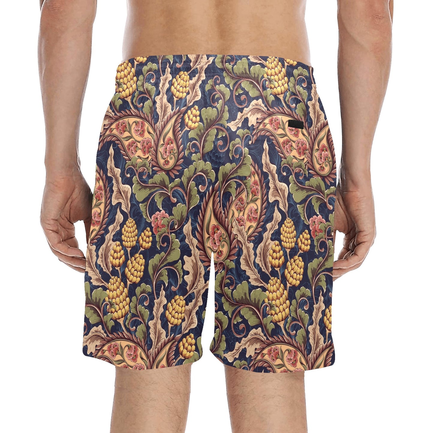 Floral Vintage Classic Print Men's Swim Trunks Beach Shorts