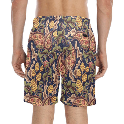 Floral Vintage Classic Print Men's Swim Trunks Beach Shorts