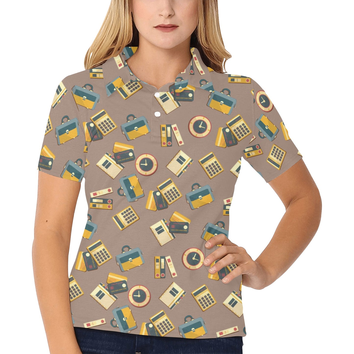Accounting Financial Pattern Print Design 03 Women's Polo Shirt