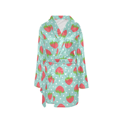 Strawberry Pattern Print Design SB06 Women's Fleece Robe