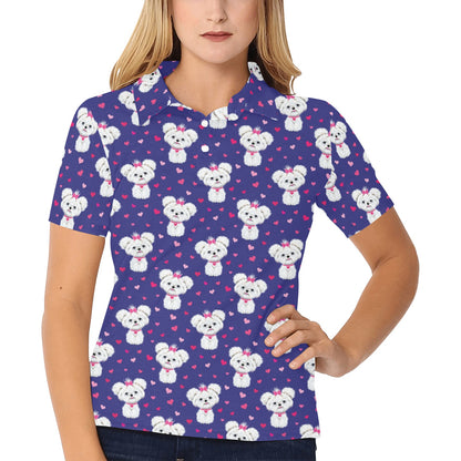 Maltese Pattern Print Design 02 Women's Polo Shirt